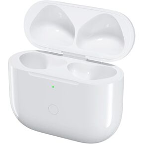 علبة شحن لاسلكية بديلة، حافظة شاحن معتمدة من Qi لأجهزة AirPods 4، زر مزامنة بلوتوث، بطارية مدمجة 600 مللي أمبير، أبيض. in Kuwait