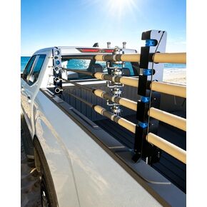 Fishing Pole Rack for Truck Bed Fishing Rod Holder Truck Fishing Pole Holder Holds up to 8 Rods or 4 Fly Rods Storage Organizer for Ford F150 Dodge Ram Tundra in Saudi Arabia
