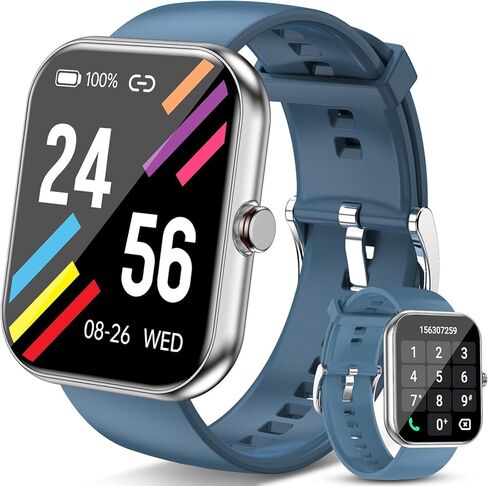Smart Watch with Answer/Make Calls, 1.85-inch Clear Screen Smartwatch for Men Women, Fitness Tracker with 110+ Exercise Modes/Heart Rate/Sleep Monitor, IP68 Waterproof Watches for iOS Android (Blue) in Saudi Arabia