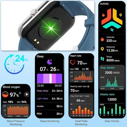 Smart Watch with Answer/Make Calls, 1.85-inch Clear Screen Smartwatch for Men Women, Fitness Tracker with 110+ Exercise Modes/Heart Rate/Sleep Monitor, IP68 Waterproof Watches for iOS Android (Blue) in Saudi Arabia