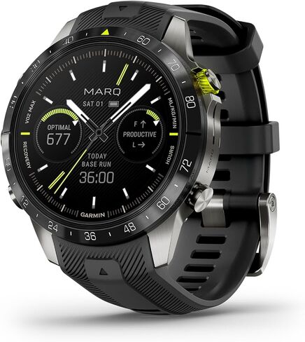Garmin MARQ Athlete (Gen 2) Smartwatch, Grade-5 Titanium Case, Sapphire Lens, AMOLED Display, Elite Performance Metrics, Black Silicone Strap, 010-02648-40 (Renewed) in Saudi Arabia