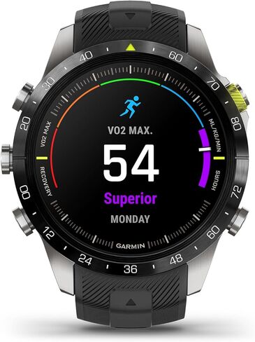 Garmin MARQ Athlete (Gen 2) Smartwatch, Grade-5 Titanium Case, Sapphire Lens, AMOLED Display, Elite Performance Metrics, Black Silicone Strap, 010-02648-40 (Renewed) in Saudi Arabia