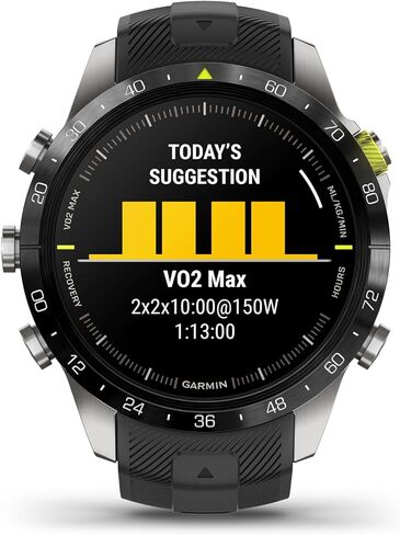 Garmin MARQ Athlete (Gen 2) Smartwatch, Grade-5 Titanium Case, Sapphire Lens, AMOLED Display, Elite Performance Metrics, Black Silicone Strap, 010-02648-40 (Renewed) in Saudi Arabia