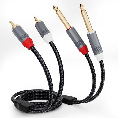 كابل ممتاز 6FT RCA إلى 1/4، كابل صوت ستيريو مزدوج 1/4 بوصة TS إلى RCA مزدوج مطلي بالذهب، خالي من الضوضاء وطويل الأمد 1/4 إلى RCA كابل صوت لأنظمة الصوت المنزلية ومكبرات الصوت ومكبرات الصوت in Saudi Arabia