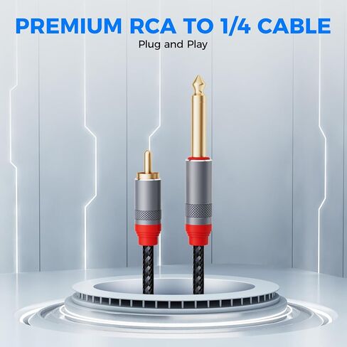 كابل ممتاز 6FT RCA إلى 1/4، كابل صوت ستيريو مزدوج 1/4 بوصة TS إلى RCA مزدوج مطلي بالذهب، خالي من الضوضاء وطويل الأمد 1/4 إلى RCA كابل صوت لأنظمة الصوت المنزلية ومكبرات الصوت ومكبرات الصوت in Saudi Arabia