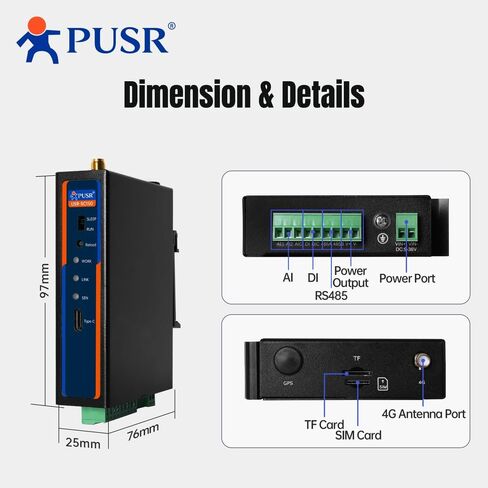 طاقة منخفضة DIN-Rail 4G Edge Gateway توريد مودم خلوي/اقتناء/نقل حوسبة الحافة عملية سهلة التخزين المؤقت دون اتصال USR-SC150-E in Saudi Arabia