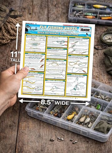 Fly Fishing Knot Tying Chart #8 (Saltwater Series #2) - Waterproof Quick Reference Guide to 18 Essential Fly Knots - Double-Sided & Easy to Read - Great Gift for Beginners | Fishermen's Knots in Saudi Arabia