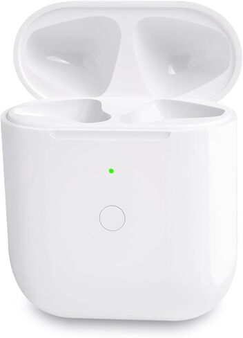 حافظة شحن لاسلكية متوافقة مع Apple AirPods الجيل الأول والثاني، غطاء صلب بديل مع وظيفة الشحن (أبيض) in Kuwait