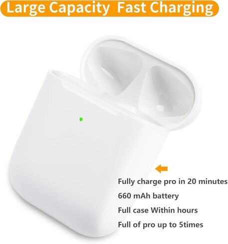 Wireless Charging Case Compatible with Apple AirPods 1st & 2nd Generation, Replacement Hard Shell Cover with Charging Function (White) in Saudi Arabia