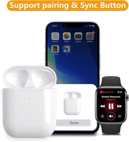 Wireless Charging Case Compatible with Apple AirPods 1st & 2nd Generation, Replacement Hard Shell Cover with Charging Function (White) in Saudi Arabia