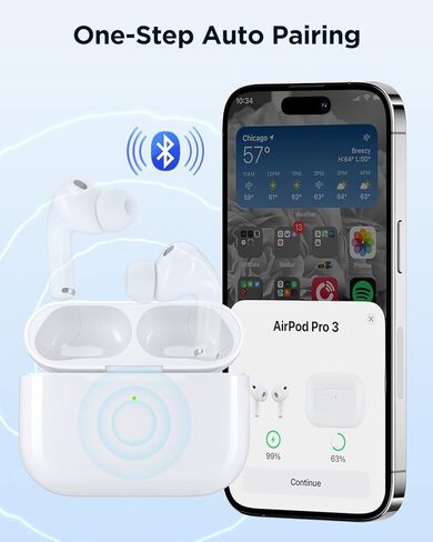 Replacement Charging Case for AirPods Pro 3 – Compatible with AirPods Pro 3rd Generation, Easy Pairing Button, 660mAh Battery, Type-C & Wireless Charging (White, Case Only) in Saudi Arabia