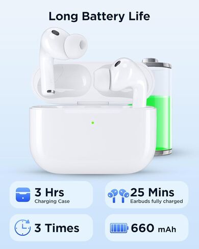 Replacement Charging Case for AirPods Pro 3 – Compatible with AirPods Pro 3rd Generation, Easy Pairing Button, 660mAh Battery, Type-C & Wireless Charging (White, Case Only) in Saudi Arabia