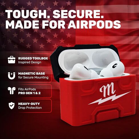 حافظة AirPod Pro 1 & 2 لـ Milwaukee Packout - تصميم صندوق أدوات متين - صنع في الولايات المتحدة الأمريكية in Saudi Arabia