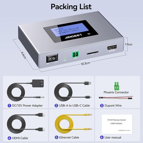ONEKVM Wi-Fi Remote KVM Over IP Internet,4K IP KVM Remote Control PC,Server,Remote Power Control, LCD Screen,ZeroTier,Local Monitor, TF Card,Webcam,Wake, Install OS Via BIOS, Windows Mac Linux Android in Saudi Arabia