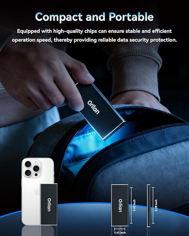 Orlian 500GB External Portable SSD Solid State Drive USB 3.1 Gen 2 Up to 500MB/s High-Speed Solid State Drive for Phone, Windows, Android, PC and More in Kuwait