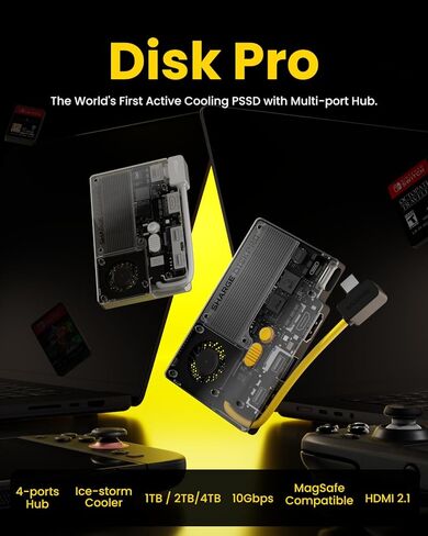 SHARGE Disk Pro 1TB Portable SSD with Active-Cooling, 4-Port Hub with HDMI 2.1, 10 Gbps Cable, Magnetic External Solid State Drive for MacBook, PC, Console and More in Saudi Arabia