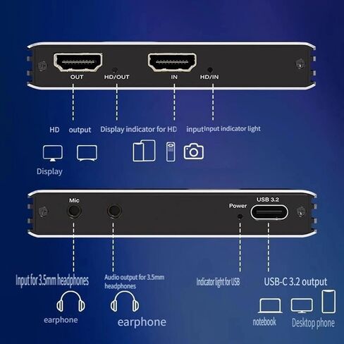 بطاقة التقاط فيديو USB3.2 لـ Creator Pro، حلقة 4K60 HDR، سجل 1080P60، ممر VRR، توصيل تشغيل معدني للكاميرا PC OBS Vmix in Kuwait