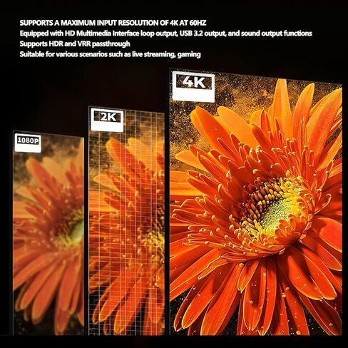 بطاقة التقاط فيديو USB3.2 لـ Creator Pro، حلقة 4K60 HDR، سجل 1080P60، ممر VRR، توصيل تشغيل معدني للكاميرا PC OBS Vmix in Kuwait