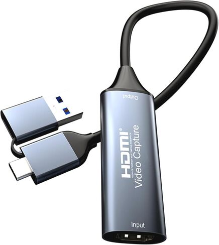 WLGQ HDMI Video Capture Card, HDMI to USB 3.0 & USB-C, 1080P 60FPS, Low Latency, Plug & Play for DSLR, Camcorder, Live Streaming, Gaming, Video Conferencing on PC, Mac, Tablet - 1 Pack in Saudi Arabia