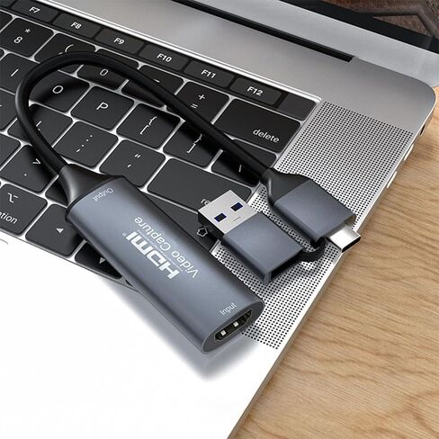 WLGQ HDMI Video Capture Card, HDMI to USB 3.0 & USB-C, 1080P 60FPS, Low Latency, Plug & Play for DSLR, Camcorder, Live Streaming, Gaming, Video Conferencing on PC, Mac, Tablet - 1 Pack in Saudi Arabia