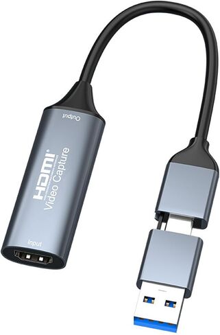 WLGQ HDMI Video Capture Card, HDMI to USB 3.0 & USB-C, 1080P 60FPS, Low Latency, Plug & Play for DSLR, Camcorder, Live Streaming, Gaming, Video Conferencing on PC, Mac, Tablet - 1 Pack in Saudi Arabia
