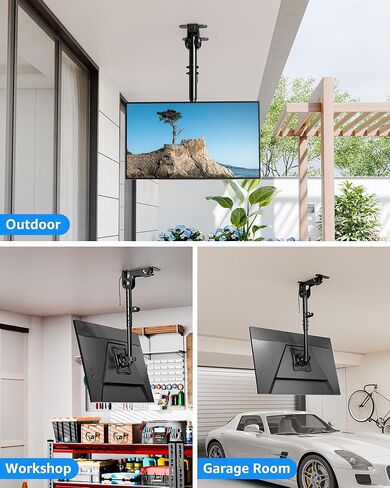 MOUNTUP Ceiling Monitor Mount for 13-32'', Max 22lbs Sceen, Flip Down Computer Monitor Mount, Folding Ceiling Mount with Full Motion Tilt Swivel Rotation, for Garage, Workshop, Sloped & Flat Ceilings in Saudi Arabia
