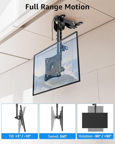 MOUNTUP Ceiling Monitor Mount for 13-32'', Max 22lbs Sceen, Flip Down Computer Monitor Mount, Folding Ceiling Mount with Full Motion Tilt Swivel Rotation, for Garage, Workshop, Sloped & Flat Ceilings in Saudi Arabia