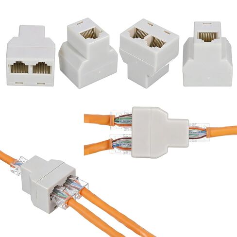 4 Pack Rj45 Splitter Cat 6 Splitter Ethernet Cable Splitters 1 to 2 Coupler Double Socket Hub Interface Contact Modular Plug Network Inline Cat5 Cat5e Cat6 Cables Hub for Pc Laptop Security Camera in Saudi Arabia
