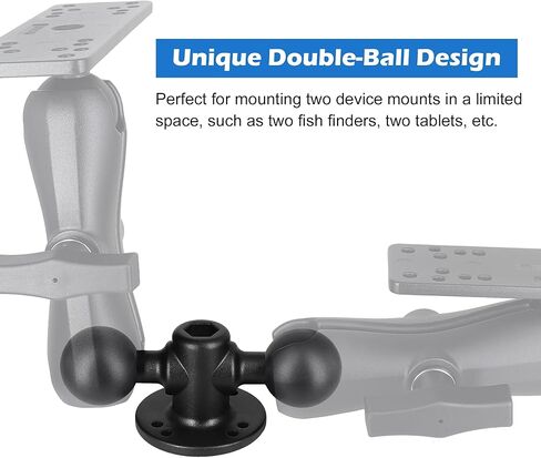 Aluminum 1.5" Dual Ball 2-in-1 Base, Adjustable Mounting Accessories for Tablets/Fishfinders, Compatible with RAM, Arkon, iBolt and More 1.5 inches/C Size Ball Double Socket Arm in Saudi Arabia