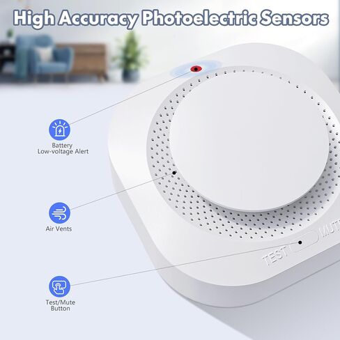 Smoke Detector, Battery Operated Smoke Alarm with Photoelectric Technology, Fire Alarms Smoke Detectors with LED Indicator and Test Button(4 Pack) in Saudi Arabia