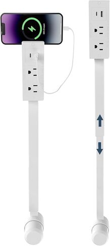 Outlet Extender Stick, 17-28" Adjustable Rotating Electrical Outlet Extender with 2 AC Outlets 1 USB-A 1 USB-C, Wall Plug Extender for Hard to Reach Areas in Saudi Arabia