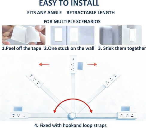 Outlet Extender Stick, 17-28" Adjustable Rotating Electrical Outlet Extender with 2 AC Outlets 1 USB-A 1 USB-C, Wall Plug Extender for Hard to Reach Areas in Saudi Arabia