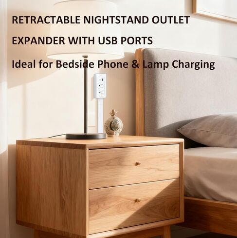 Outlet Extender Stick, 17-28" Adjustable Rotating Electrical Outlet Extender with 2 AC Outlets 1 USB-A 1 USB-C, Wall Plug Extender for Hard to Reach Areas in Saudi Arabia