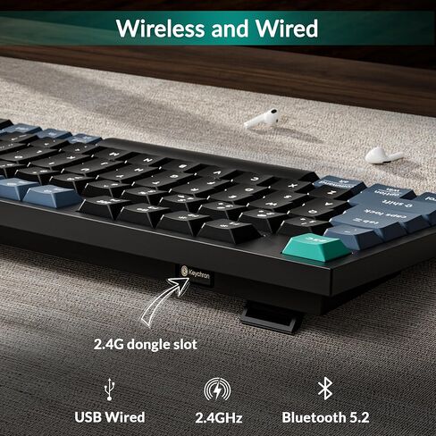 Keychron B31 Wireless Silent Keyboard, 75% Layout Quiet Typing Custom Programmable, 2.4 GHz/Bluetooth/Wired Ergonomic Support Compatible for Mac Windows Linux - Deep Black in Saudi Arabia