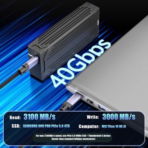 حاوية GLOTRENDS ST5109 40 جيجابت في الثانية TBT3 M.2 NVMe SSD، متوافقة مع Thunderbolt 5/4/3، حتى 3000 ميجابايت/ثانية مع ناقل PCIe 3.0 x4، تدعم SSD 8 تيرابايت in Saudi Arabia