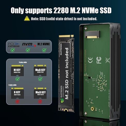 حاوية GLOTRENDS ST5109 40 جيجابت في الثانية TBT3 M.2 NVMe SSD، متوافقة مع Thunderbolt 5/4/3، حتى 3000 ميجابايت/ثانية مع ناقل PCIe 3.0 x4، تدعم SSD 8 تيرابايت in Saudi Arabia