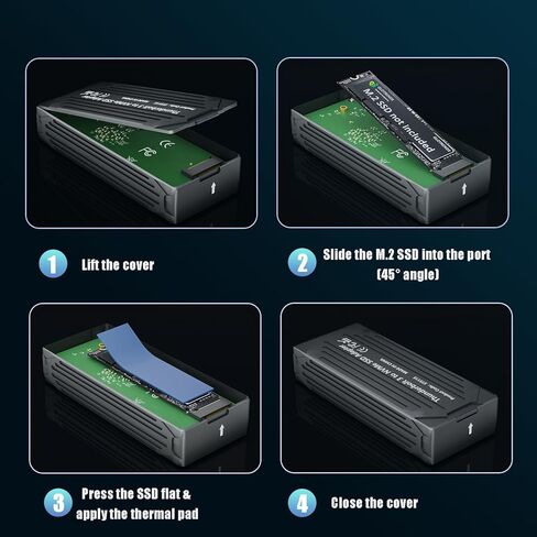حاوية GLOTRENDS ST5109 40 جيجابت في الثانية TBT3 M.2 NVMe SSD، متوافقة مع Thunderbolt 5/4/3، حتى 3000 ميجابايت/ثانية مع ناقل PCIe 3.0 x4، تدعم SSD 8 تيرابايت in Saudi Arabia