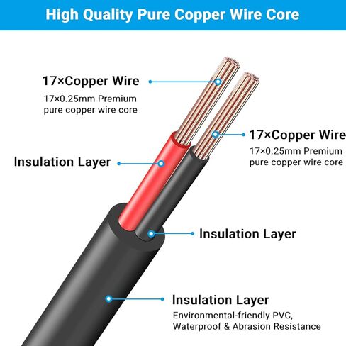 【عبوة من قطعتين】 كابل تمديد 33FT 12V DC 2.1 مم × 5.5 مم 12 فولت محول إمداد الطاقة سلك تمديد ذكر إلى أنثى لكاميرا CCTV الأمنية DVR LED سلسلة ضوء in Saudi Arabia