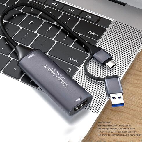 بطاقة التقاط الفيديو، بطاقة التقاط HD إلى USB 2.0، إدخال 4K، إخراج 1080P 60 هرتز، التوصيل والتشغيل، محمولة، للكاميرا والكمبيوتر المحمول الذكي in Kuwait