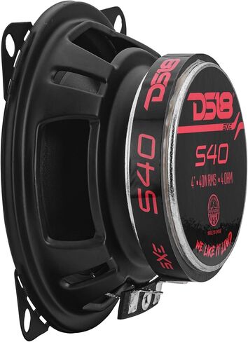 DS18 S40 4 Inch Car Audio Coaxial Speaker Pair - 120W Max (40W RMS) 4 Ohm 2-Way Coax with Grill, Black Matte Steel Basket, and Barium Ferrite Magnet - Upgrade Factory Speakers in Saudi Arabia