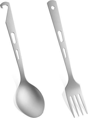 Titanium Spork Titanium Fork Spoon Set Camping Utensils, Ultralight Backpacking Utensils, Travel Cutlery Set, Heat-Resistant & Rustproof, Hiking Survival Gear in Kuwait