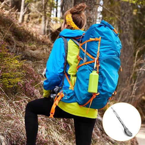 Titanium Spork Titanium Fork Spoon Set Camping Utensils, Ultralight Backpacking Utensils, Travel Cutlery Set, Heat-Resistant & Rustproof, Hiking Survival Gear in Kuwait