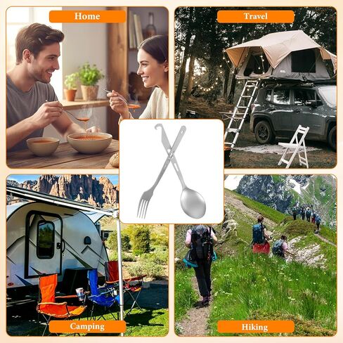 Titanium Spork Titanium Fork Spoon Set Camping Utensils, Ultralight Backpacking Utensils, Travel Cutlery Set, Heat-Resistant & Rustproof, Hiking Survival Gear in Kuwait