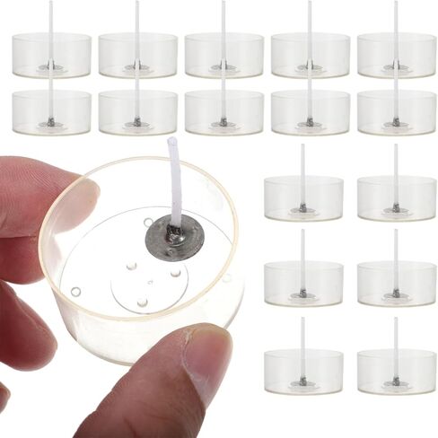 exceart 100pcs شمعة ويكان مع أكواب البلاستيك الكاملة لصنع الشموع لمشاريع DIY لصياغة مع شمع العسل الشمع وشمع جوز الهند in Saudi Arabia