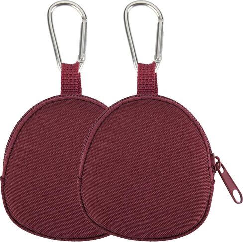 Keychain Pouch Coin Pouch Compact EDC Pouches Data Cable Organizer Earphone Earbuds Storage Zipper Case Bag with Clip on Hook for Mini Gear Bag, Change Wallet (Burgundy) in Saudi Arabia