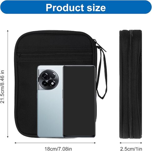 Watch Band Organizer, 8" × 7" Large Capacity Watch Strap Case, Black Watch Band Case Organizer for Watch Bands, Cords,Charger Phone, Sd Card,Usb in Saudi Arabia