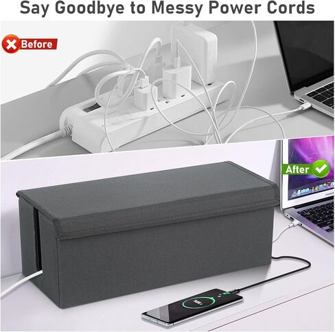 2 Pack Cable Management Box, Fabric Cord Hider Box with Lid,Cord Storage Box for Power Strip,TV Wires, Computer, Router, USB Hub,Under Desk Cord Organizer, Desk Cable Storage in Saudi Arabia