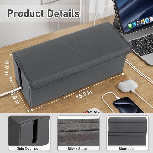 2 Pack Cable Management Box, Fabric Cord Hider Box with Lid,Cord Storage Box for Power Strip,TV Wires, Computer, Router, USB Hub,Under Desk Cord Organizer, Desk Cable Storage in Saudi Arabia