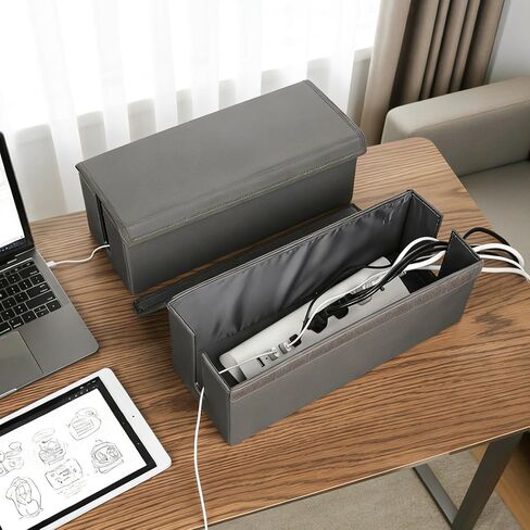 2 Pack Cable Management Box, Fabric Cord Hider Box with Lid,Cord Storage Box for Power Strip,TV Wires, Computer, Router, USB Hub,Under Desk Cord Organizer, Desk Cable Storage in Saudi Arabia