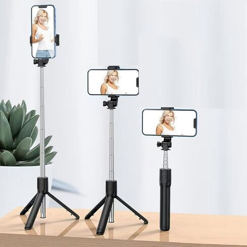 حامل ثلاثي للهاتف وعصا سيلفي 28 بوصة حامل ثلاثي للسفر لصور سيلفي iPhone، مع حامل هاتف يدور 360 درجة، عصا سيلفي قابلة للتمديد للسفر/السيلفي/مدونة الفيديو، متوافقة مع iPhone/Android in Saudi Arabia